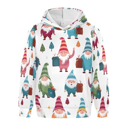 Kids Hoodies Sweaters Christmas Gnome Dwarfs Hooded Sweatshirts with Big Pockets for Boys Girls B0400045