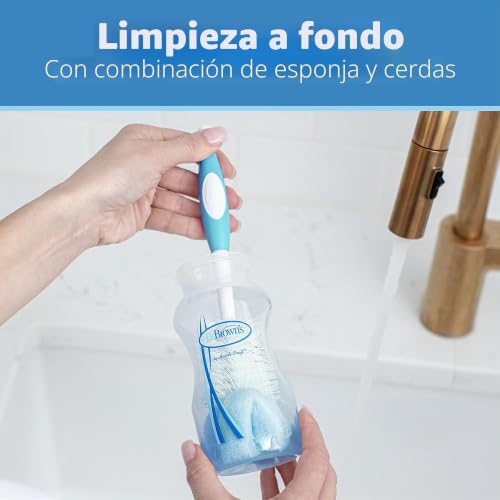 Miniatura 3 de Dr. Brown S Cepillo De Limpieza De Biberones Con Esponja Y Estropajo - Azul - Paquete De 3