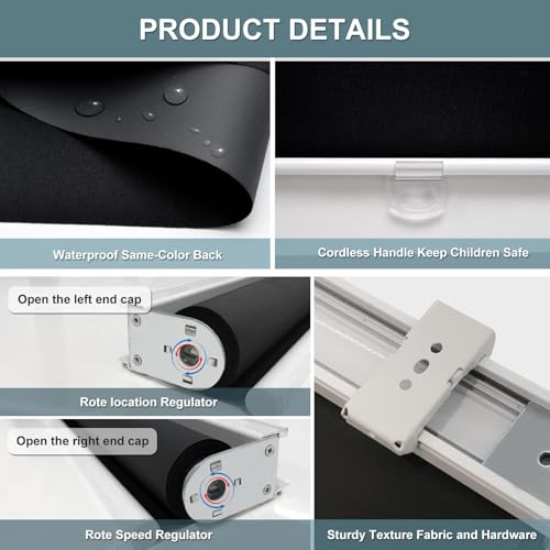 Image of AOSKY Blackout Cordless Roller Shade for Indoor Windows, 18 inchW x 72 inchH, Black