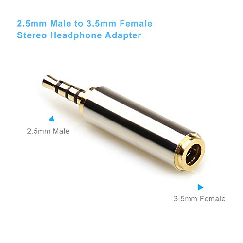 Adaptador de audio macho de 2,5 mm a hembra de 3,5 mm LEOU conector estéreo jack 2 unidades 2