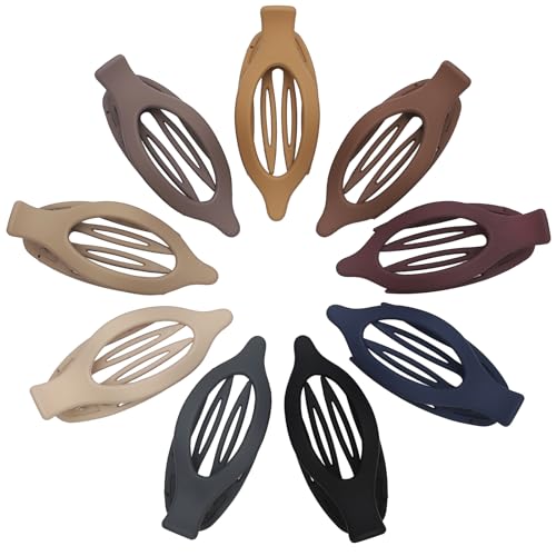 9 Pack Flat Hair Clips for Women, Matte Claw Clips for Thick & Thin Hair, Suitable for Driving (Multicolor)