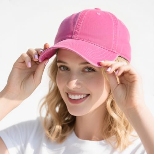 Baseball Cap Women Baseball Hat Vintage Washed Distressed Cap One Size Men Women Running Outdoor Adjustable Plain Hat