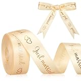 Xinnun Hochzeit Schleifenband 4,5 m x 15 mm Just Married Dekoband Hochzeit Geschenkband Hochzeitsband für Hochzeitsdekoration Hochzeitseinladungen Brautsträuße Geschenk Verpackungen DIY(Gold)