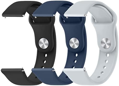 Meliya Silicone Watch Bands Quick Release 20mm 22mm Soft Sport Replacement Watch Strap for Women Men (22mm, Black+Navy Blue+Gray)