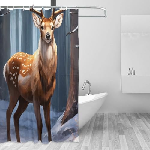 Rideau de douche cerf anti-moisissure en polyester imperméable 183 x 183 cm - 4