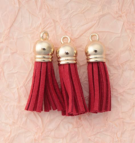 Ruwado 30 Pcs Keychain Leather Tassels With Gold Caps Hole Mini Faux Tassels For Diy Jewelry Making Keychain Earrings Craft Project Supplies Necklace Bracelet (Red) #TOP1