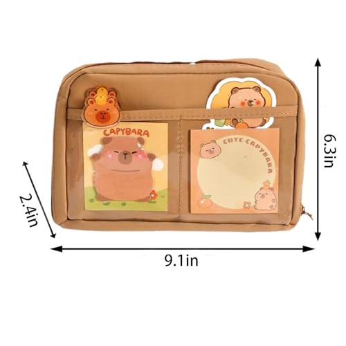 Image of Cute Capybara Pencil Case with 12 Compartments, Capybara Stationery Set, Large Capacity Pen Bag, Gift for Boys Girls