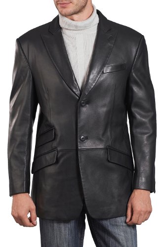 BGSD Men Noah 2-Button Lambskin Leather Blazer Sport Coat Jacket (Also available in Big and Tall and Short)