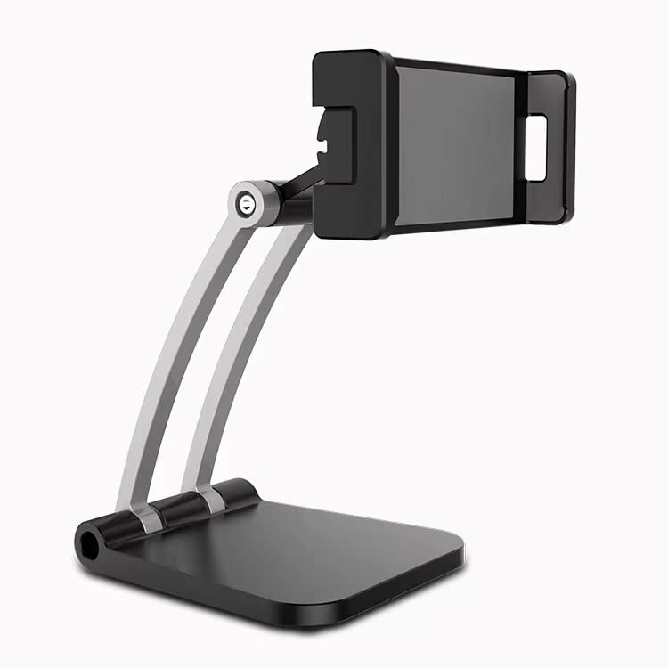 Phone Stand for Desk, Cell Phone Stand for Desk Angle&Height Adjustable Cell Phone Holder Stable Foldable Aluminum Tablet Stand Phone Holder for Desk Compatible (Black)