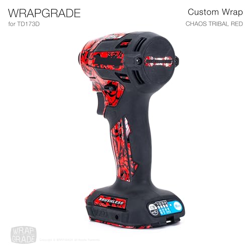 WRAPGRADE Custom Wrap Aufkleber Abziehbild kompatibel mit Makita DTD173 18V LXT (Chaost Tribal Red)
