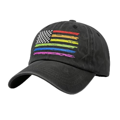 America Flag LGBT Rainbow Baseball Cap Gay Pride Baseball Hat Adjustable Hats for Men and Women
