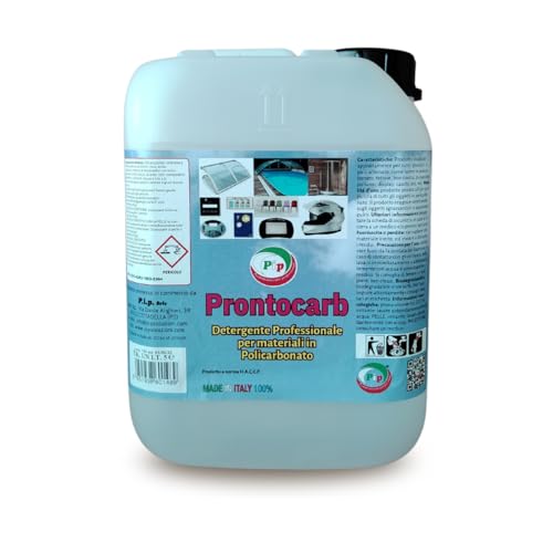 PIP Detergente Policarbonato Prontocarb, Detergente Spray Specifico Barriere Protettive in Plexiglass, Box Doccia, Sedie, Casco Moto, Tettoia, Pronto all'uso, TK UN LT.5 = Kg.5,100