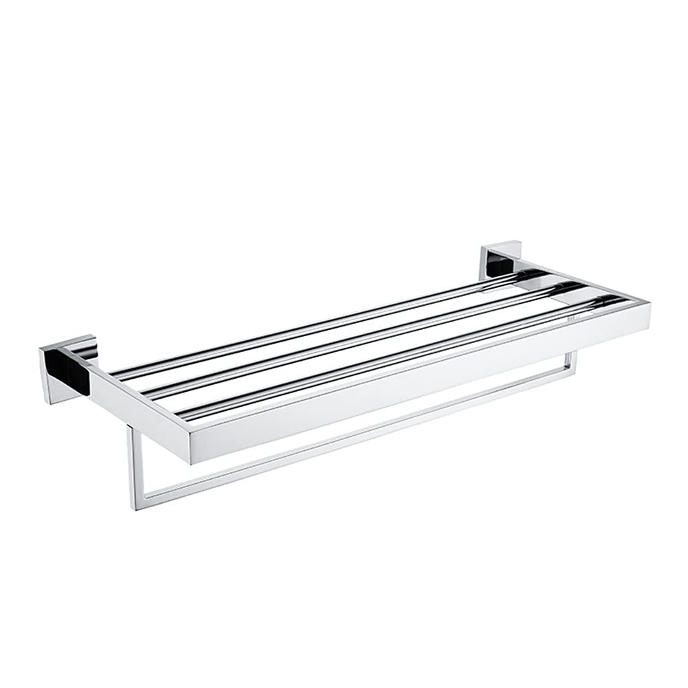 Porte-serviettes double en acier poli avec étagère murale抗 de 58 cm