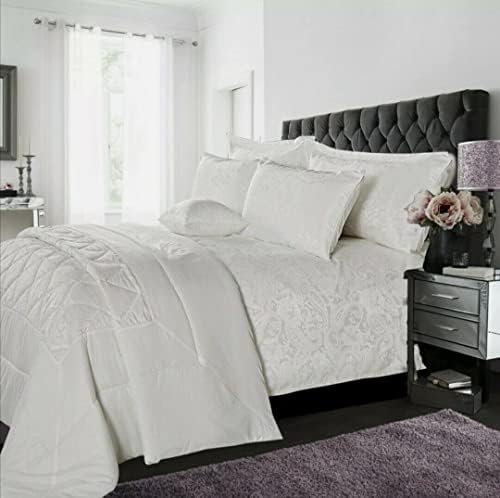 PRIME LINENS Luxury 3 Piece Quilted Printed Bedspread Set Throw Bedding Set Includes Soft Bed Throw Comforter With 2 Pillow Shams Embroidered Machine Wash (Damask Grey, King