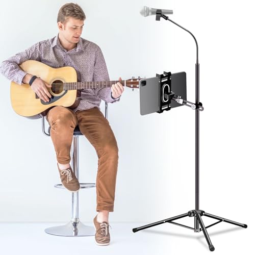 Resogenix Metal Soporte Tablet Pie de Micro, Soporte Tablet Tripode Microfono, Soporte para Tablet...