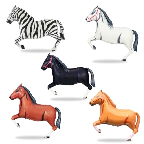 4 Piezas Globos de Caballo, Grandes Globos de Papel de Aluminio de Helio Caballo, XXL de Aluminio con Diseño de Caballo, Decoraciones de Fiesta, Globos Creativos de Dibujos Animados