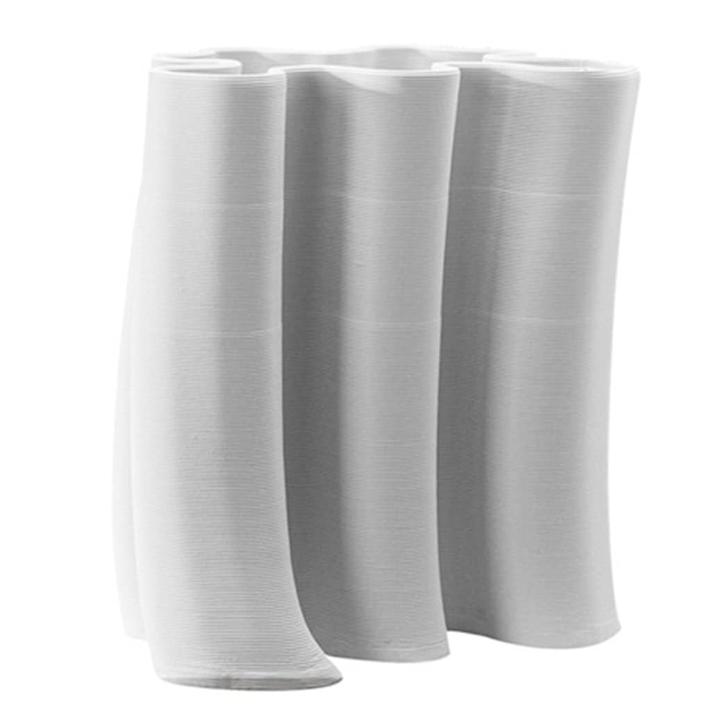 Vase blanc en céramique rayée 22x15 cm pour décoration de salon et porche