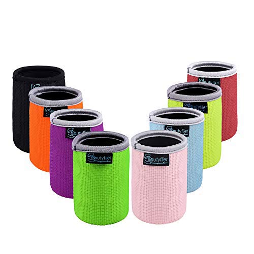Beautyflier Pack of 8 Anti-Slip 12oz Regular Embossed Neoprene Beer Can Insulator Sleeve 3mm Thick Collapsible StandardSoda Soft Drinks Can Cover for BBQ Camping Party