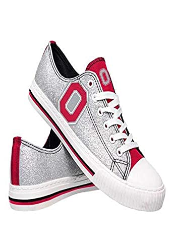 FOCO Ohio State Buckeyes NCAA Womens Glitter Low Top Canvas Shoes - 6