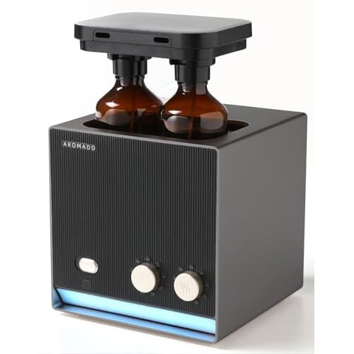 Smart Aroma Dual-Scent Waterless Essential Oil Diffuser, Cold Air Tech Scent Air Machine for 2000 Sq Ft, 2×200ml Hotel Collection Diffuser for Home & Office (Black Titanium, Two Scents)