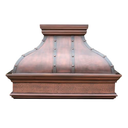 NAUXUS Handmade Copper Range Hood, Custom Kitchen Hood with High
