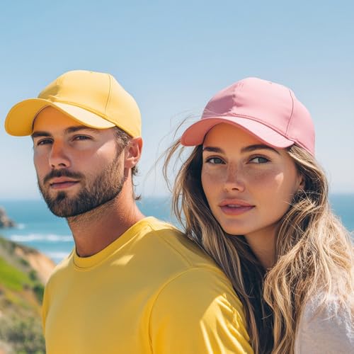 Image of 12 Pack Seamless Baseball Caps Wholesale Bulk - No Center Seam, DIY Friendly, Adjustable Breathable Lightweight for Men Women