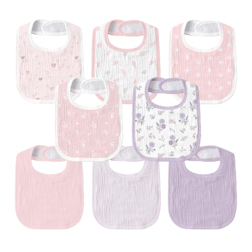 Image of Muslin Bibs for Baby Boy Girl, Adjustable Fit for Drooling and Teething