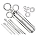 Vecolex Stainless Steel Meat Injector Marinade Syringe Heavy Duty 2 Oz with 3 Needles 3 Brushes Spare O Rings Users Manual and Recipe E-Book