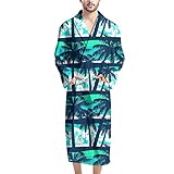SEANATIVE Herren-Bademantel, weich und bequem, für Spa, Lounge, dünn, lang, Nachtwäsche, Einheitsgröße, Palm, Einheitsgröße
