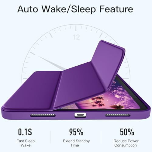 Image of Wenlaty Compatible with iPad (A16) 11th Generation Case 11 Inch 2025, for iPad 10th Generation Case 10.9 Inch 2022 with Pencil Holder, Trifold Stand Protective Cover, Auto Wake /Sleep, Purple