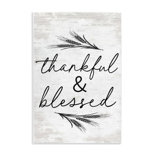 'Thankful & Blessed Rustic Wheat Sprig Motif'| Wall Plaque Art