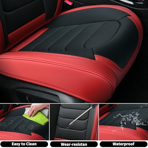 Image of FLORICH Car Seat Covers, Leather Seat Covers, Front Seat Covers 2PCS,Waterproof Car Seat Protector, Auto Driver Seat Covers Accessories Fit for Most SUV Trucks(Red&Black, Front Pair)