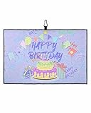 Golf Towel Waffle Pattern Towels,Happy Birthday Cake Balloon Banner Microfiber Golf Bag Towel with Carabiner Clip Illustration Graffiti Art Golf Accessories Club Cleaner for Men Women,16'x24'