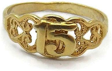14k Yellow Gold Ring Girl's Quinceañera 15 Years Old Celebration Birthday