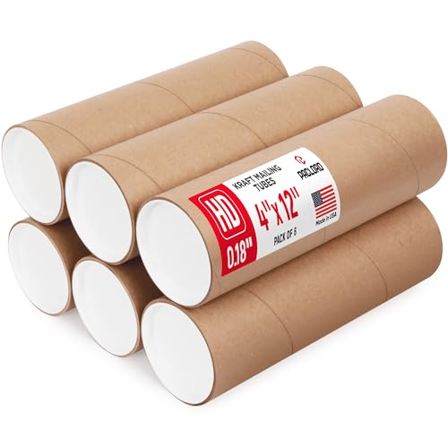 Tube d'expédition carton 10,2x30,5cm | Emballage postal rouleau avec 12 bouchons