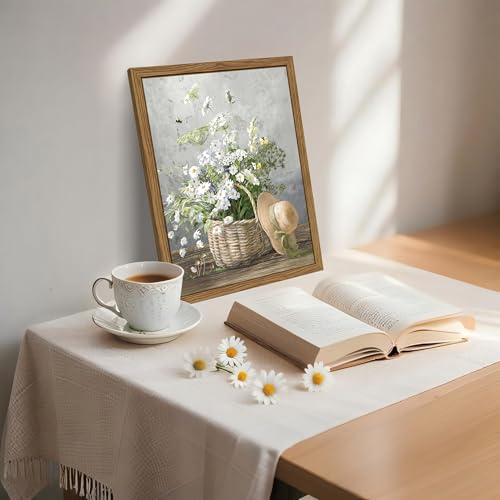 Framed Rustic Daisy Canvas Wall Art, Vintage Farmhouse Floral Pictures Wall Decor, Country Flower Botanical Paintings Prints Aesthetic Home Decor for Living Room Bathroom Bedroom 12X16 inch by YSGGTR - Image 4