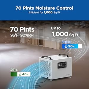 70 pints commercial dehumidifier with pump portable crawl space dehumidifier for basement energy star most efficient certified compact dehumidifiers for home auto defrost timer  urban country home decor