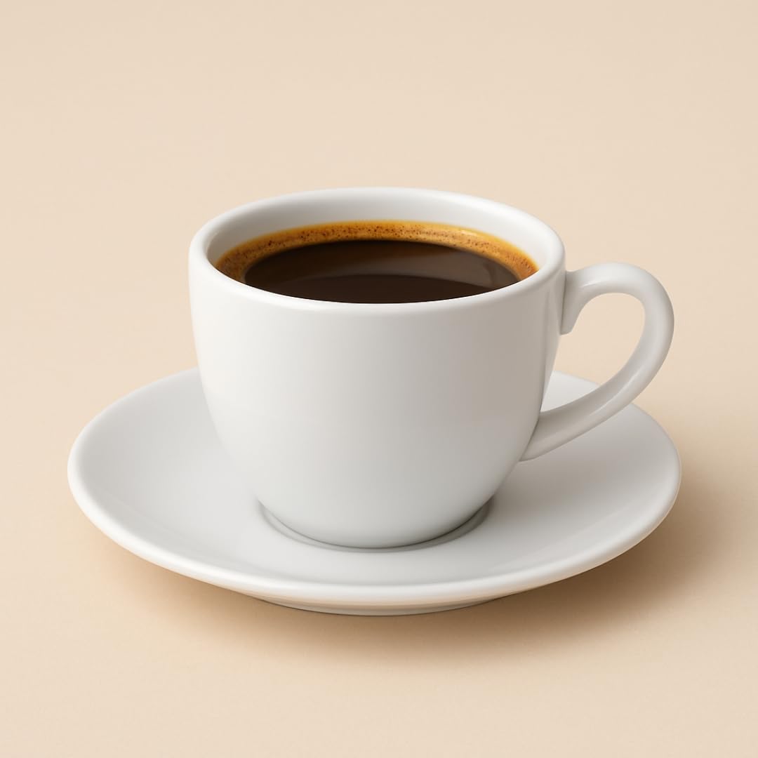 Generico Set 6 Tazzine da Caffè con Piattino 90 ml in Ceramica Bianca – Design Elegante, Ideali per Espresso, Bar e Casa – Lavabili in Lavastoviglie