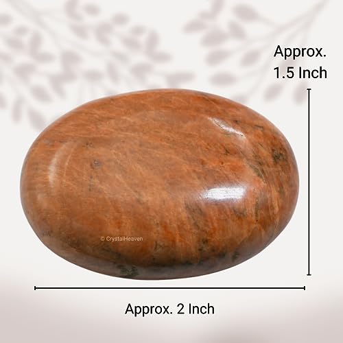 Image of Crystal Heaven Certified Peach Moonstone Crystal Palm Pebbles Stones For Anxiety Stress Relief Massage - Aaa Grade Original Gemstone Agate Palm Stone For Yoga Meditation Spiritual Reiki Feng Shui