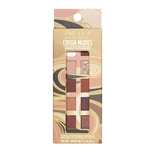 Pacifica Beauty, Cocoa Nudes Mineral Eyeshadow Palette, 10 Wearable Neutral Shades, Matte,Shimmer, Metallic, Eye Makeup, Longwearing And Blendable, Infused With Cocoa Butter, Vegan, Cruelty Free,Brown #TOP3