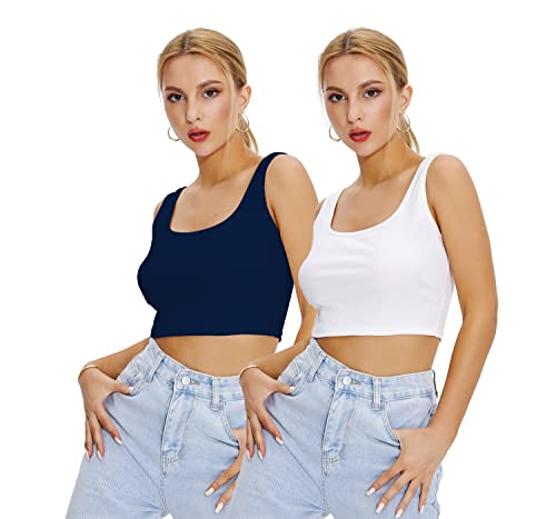 Image of Shasmi Women Crop Top, Ribbed, Stylish Tank Top, Soft and Comfy Fabric has Some Stretch