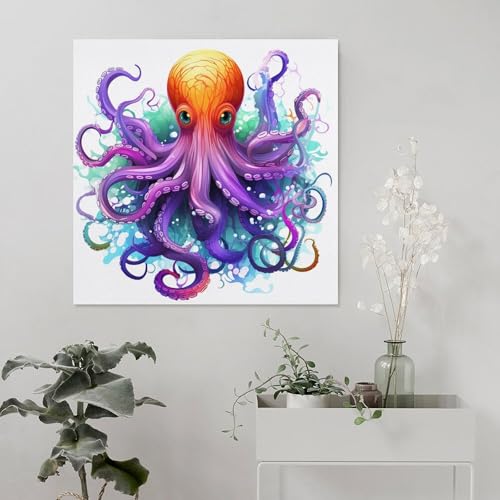 Toile murale abstraite pieuvre colorée pour réveiller un mur blanc