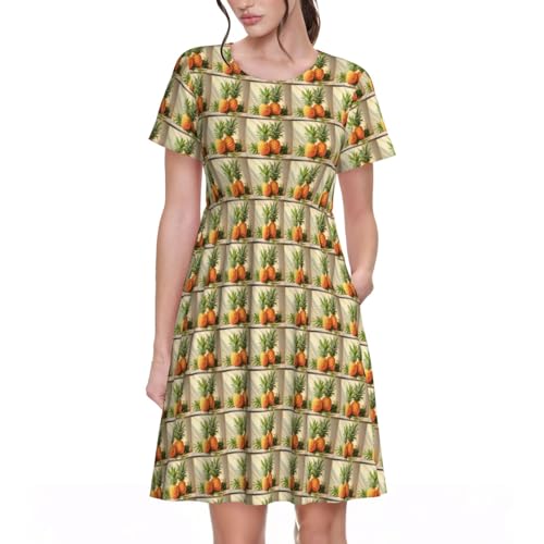 Robe d'été décontractée fluide contre la chaleur motif peinture ananas