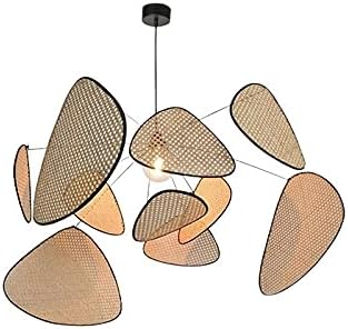luckxuan Kroonluchter/Kroonluchters Kroonluchter woonkamer studio keuken hout lamp tinten kroonluchters creatief blad raster landelijke handgemaakte lamp Kroonluchter voor Eetkamer (Color : Blu)