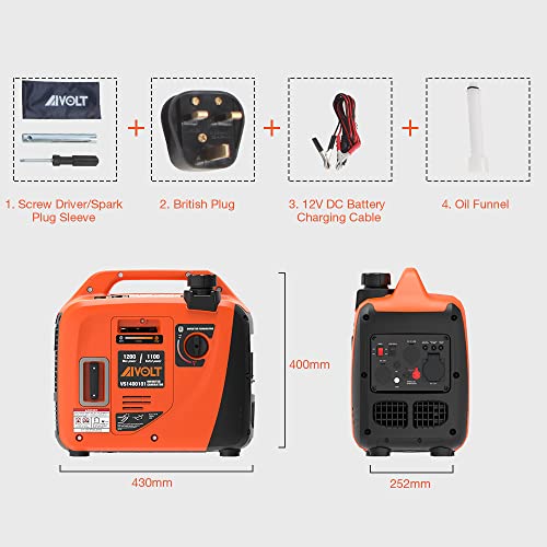 AIVOLT 1200W Petrol Inverter Generator 4 Stroke Portable Silent Suitcase Generator for Camping, Home Use - True Sine Wave, Super Lightweight, Ultra Quiet 5 AIVOLT 1200W Petrol Inverter Generator 4 Stroke Portable Silent Suitcase Generator for Camping, Home Use - True Sine Wave, Super Lightweight, Ultra Quiet - Image 5