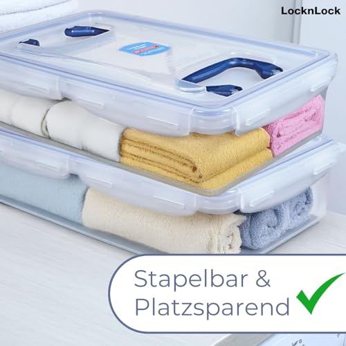 LocknLock PP CLASSIC Aufbewahrungsbox mit Deckel und Griffen | 10 L, 456 x 300 x 110 mm | 100 % Luftdicht | halbtransparenter Vorratsbehälter | Vorratsbehälter mit Deckel für Haushaltsgegenstände