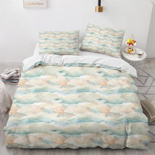 Housse de Couette Impression 3D Coquillage en Polycoton Douce et Confortable - 2