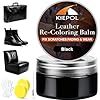 KIEPOL Black Leather Repair Kit - Recoloring Balm and Dye to Restore & Renew Scratched, Faded and Aged Leather & Vinyl Couches, Boots, Car Seats or Furniture