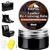 KIEPOL Black Leather Repair Kit, Black Leather Recoloring Balm, Leather Dye - Restore & Renew Scratch, Faded and Aged Leather & Vinyl Couches, Boots, Car Seats or Leather Furniture