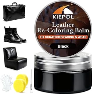 KIEPOL Black Leather Repair Kit - Recoloring Balm and Dye to Restore & Renew Scratched, Faded and Aged Leather & Vinyl Couches, Boots, Car Seats or Furniture